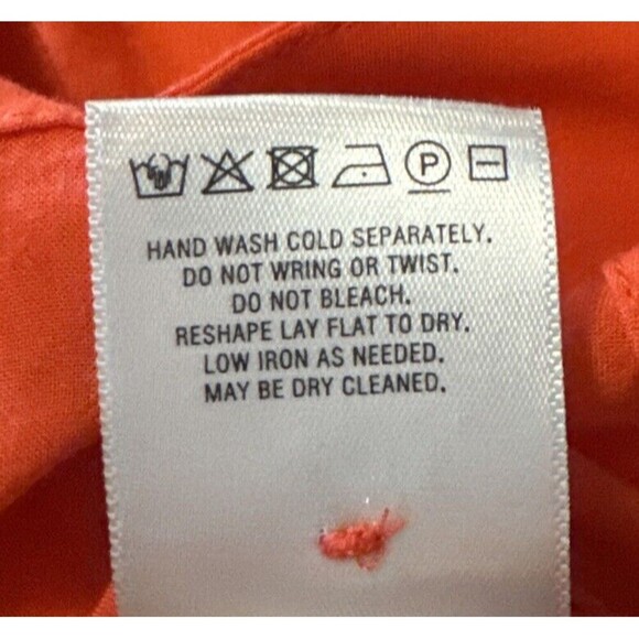 Anthropologie Maeve ORANGE Rayon Short Sleeve Shirt Button Down Pockets Sz S - Picture 9 of 11